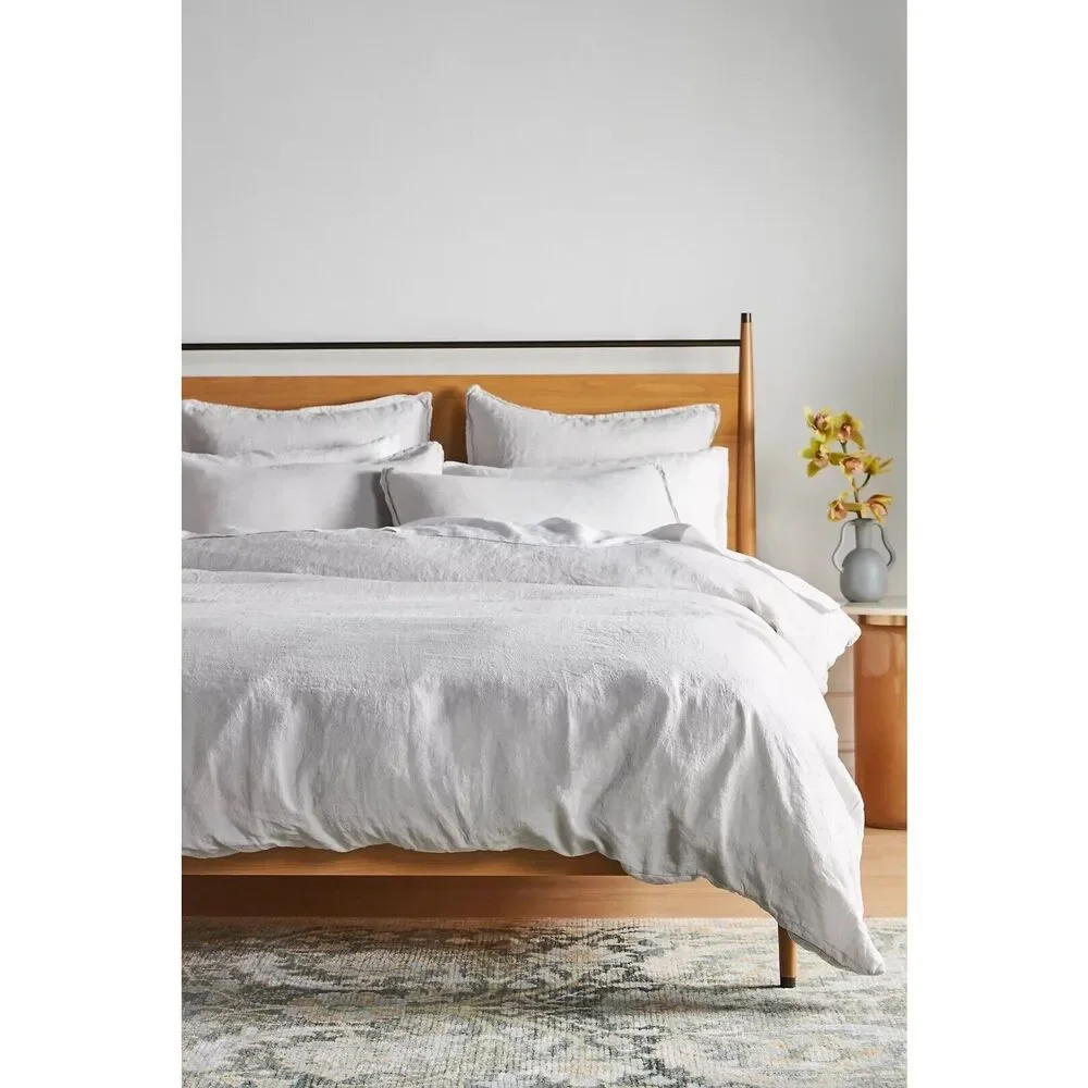 New Anthropologie Washed Linen Duvet Cover​ Size Queen Top Bed
